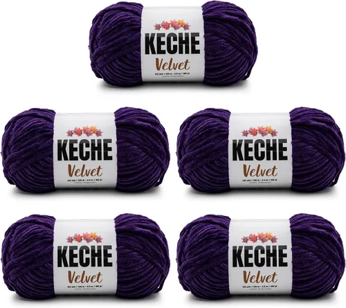 Vista 158 de Keche Hilo para ganchillo, hilo de terciopelo, chenilla suave, manta de bebé voluminosa amigurumi Yarn 3.53 oz (132 yardas) - Arona