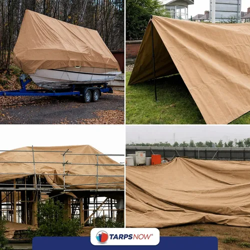 Vista 4 de Tarps Now - Lona de Canvas Impermeable de 5 x 7 pies 20 MIL Grado Comercial, Trabajo Pesado, Resistente al Desgarro, Ojales de Latón