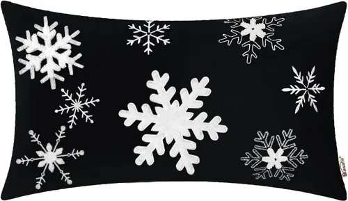 Vista 32 de BRAWARM Christmas Reindeer Pillow Cover 18x18 Black Velvet Embroidered Reno negro