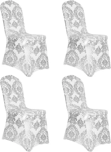 Vista 10 de Juego de 1 fundas decorativas para sillas de comedor, con estampado de flores doradas, extraíbles, lavables, de elastano, para fiestas, bodas Oro