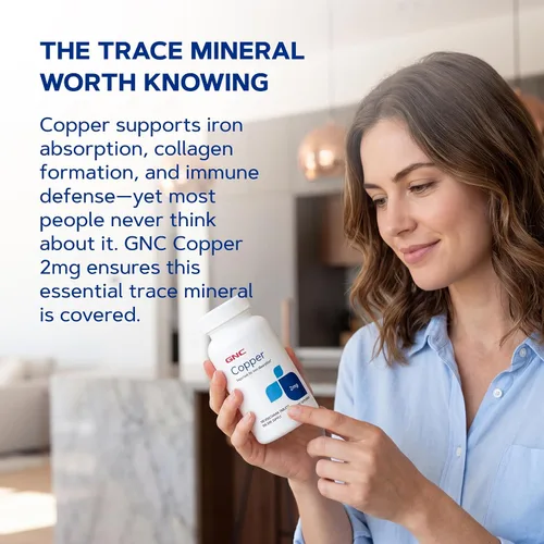 Vista 7 de GNC Cobre 2 mg, importante para la absorción de hierro, 100