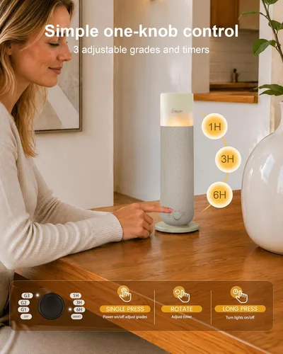Vista 3 de Hotel Collection - Máquina difusora, diseño envuelto en tela, lámpara de ambiente a la luz de las velas, 1000 pies cuadrados, difusor de aceite