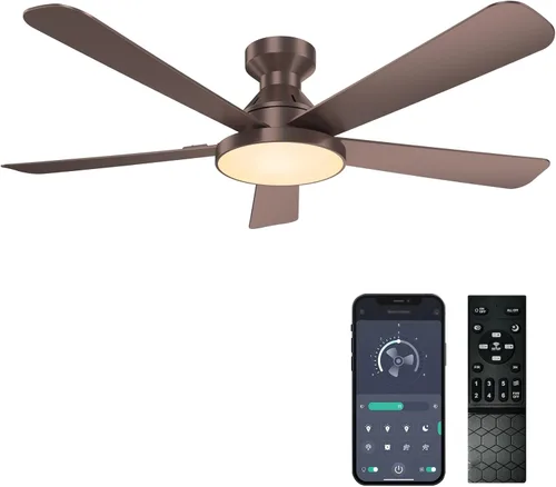 Vista 27 de Ventiladores de techo con luces, ventilador de techo empotrado de perfil Marrón