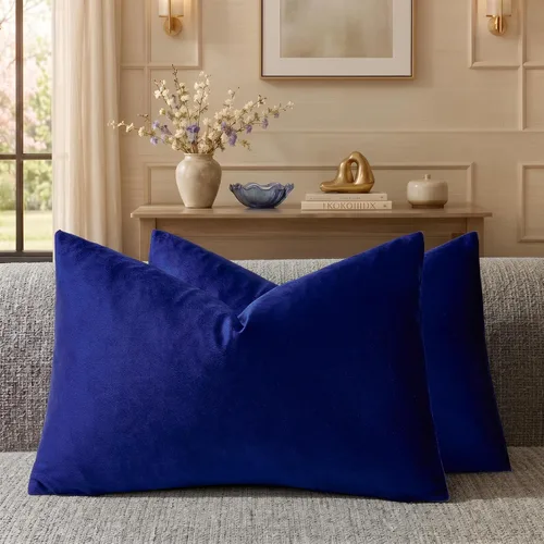 Vista 194 de GIGIZAZA Juego de 2 fundas de almohada doradas de terciopelo de 20 x 20 pulgadas para sofá Almohadas para sofá, tela texturizada suave de 9.88