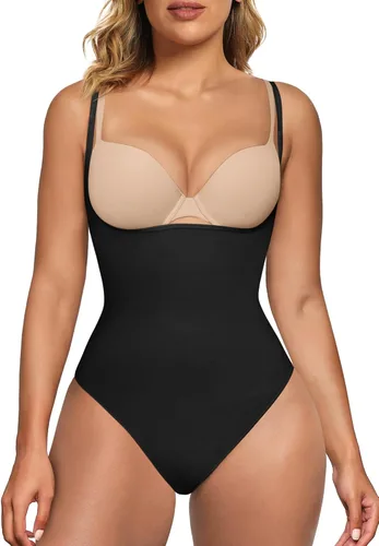 Vista 7 de SHAPERX - Body moldeador con control de abdomen para mujer, busto abierto, sin costuras, de compresión, de cintura alta
