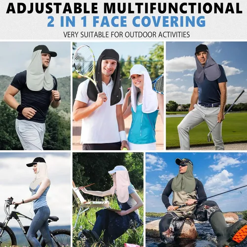 Vista 7 de Protección solar UV ajustable para el cuello, máscara multifuncional de protección solar 2 en 1, complemento de solapa para el cuello para gorras