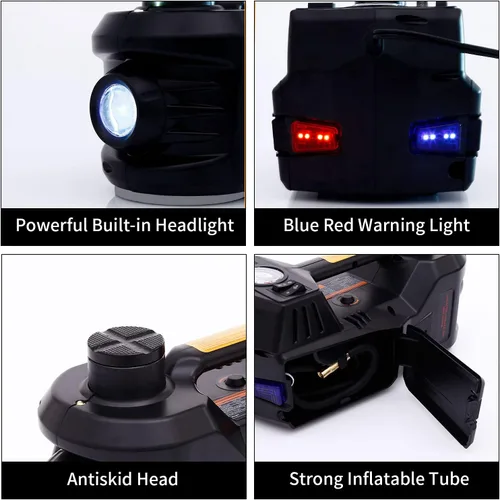 Vista 6 de Trihelper - Gato eléctrico para auto de 5 toneladas 12V, gato hidráulico con soporte para auto, gato de elevación con bomba de neumáticos integrada