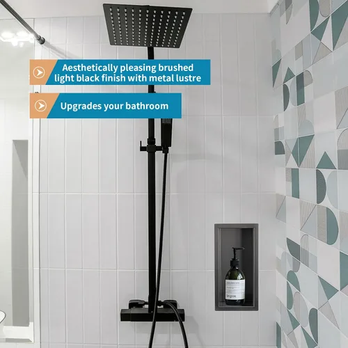 Vista 5 de Nicho de ducha de acero inoxidable cepillado de 12 x 6 pulgadas, organizador de ducha empotrado, inserto de estante de baño para instalación