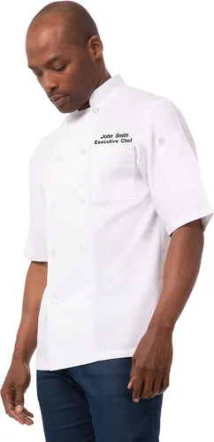 Vista 2 de Chef Works Abrigo de chef Volnay para hombre personalizado