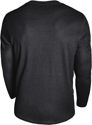 Vista 4 de Camiseta de punto gofre para hombre, camiseta casual de manga larga con cuello redondo, ropa de verano para hombre, camisa clásica básica sólida
