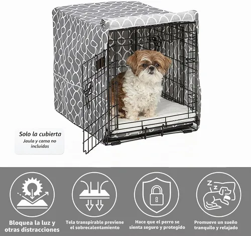 Vista 3 de MidWest Homes for Pets Funda para jaula para perros pequeños con protector de tela de Teflon, funda de privacidad de poliéster y algodón