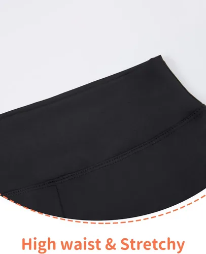 Vista 5 de Pantalones de patinaje sobre hielo para niñas, leggings negros de cintura alta, suaves, sin costuras, cálidos, para niños, adolescentes, competición