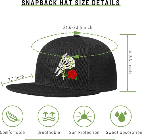 Vista 2 de Flat Bill Brim Hat for Men Snap Backpack Men Snapback Hats Trucker Hats Adjustable Men's Baseball Caps Black