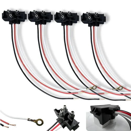 Vista 6 de Enchufe de luz de remolque de camión de 3 cables, 10 conectores moldeados de 3 puntas, conector de arnés de coleta en ángulo recto para frenado