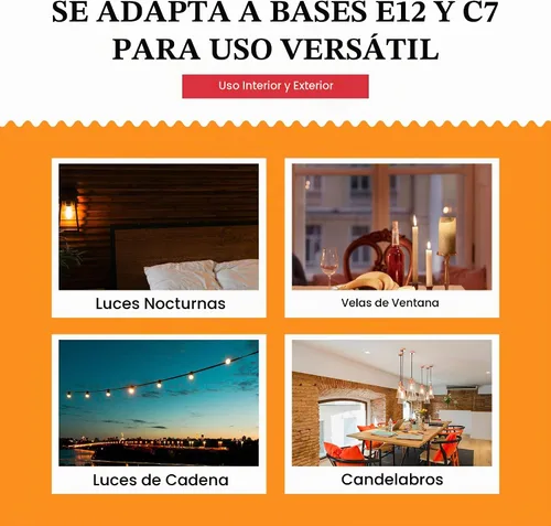 Vista 5 de Creative Hobbies® Bombillas de repuesto para lámparas de vela eléctricas, velas de ventana y candelabros - 7W Candelabro E12 Incandescente
