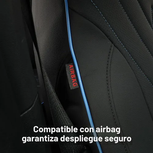 Vista 5 de EKR - Juego completo de fundas de asiento de coche F150 2021-2026 (4 Cuero (negro con borde azul)