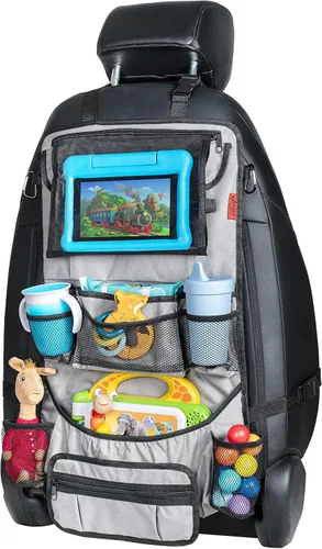Vista 11 de Organizador para asiento trasero de coche Lusso Gear - Alfombrilla protectora contra los pies de los niños - 12 bolsillos grandes de almacenamiento