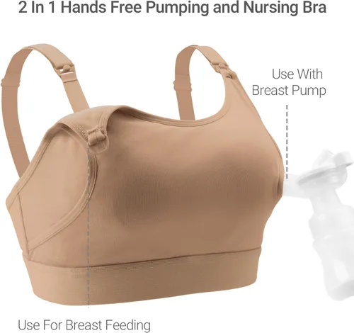 Vista 2 de Momcozy - Brasier para extracción de leche y lactancia, manos libres, ajustable, brasier todo en uno