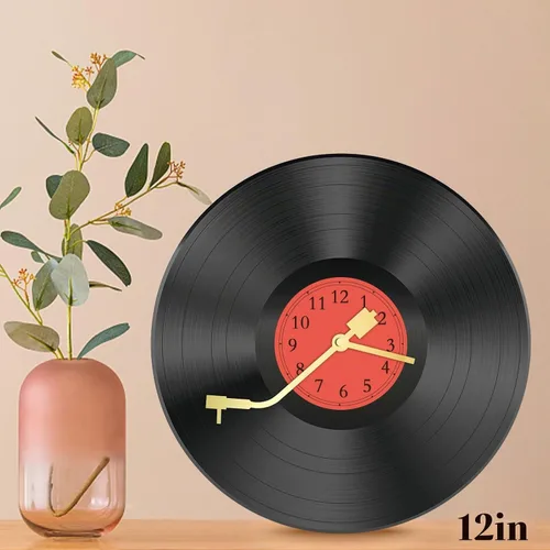 Vista 6 de Discos de vinilo de 12 pulgadas, decoración de pared, reloj de pared de disco de vinilo, relojes de pared únicos con pilas (batería no incluida)