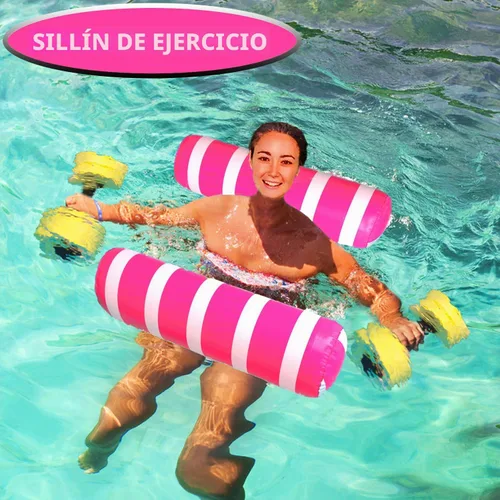 Vista 4 de Flotadores inflables para piscina, hamaca de agua de tamaño adulto, flotadores para piscina, juguetes flotantes multiusos 4 en 1, balsas de piscina