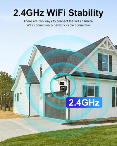 Vista 5 de Cámara de seguridad inalámbrica de doble lente de 6MP para exteriores, cámara de vigilancia WiFi para el hogar, PTZ, panorámica de 355°, inclinación