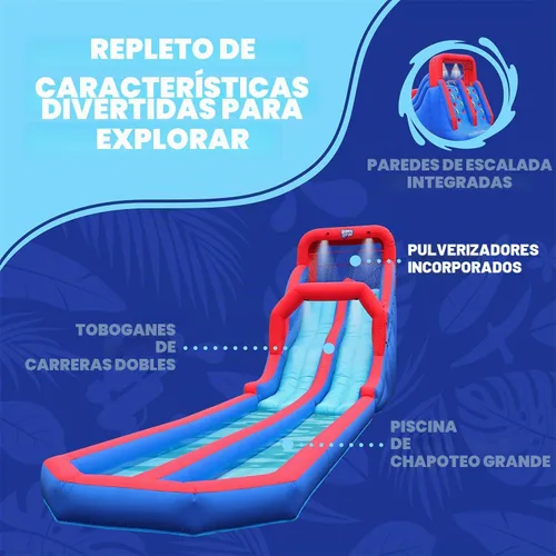 Vista 2 de SUNNY & FUN Parque acuático inflable del tobogán acuático del chapoteo Heavy-Duty Oxford Blow-Up Water Slides for Kids Backyard Climbing Walls