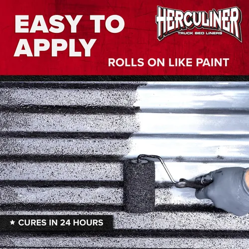 Vista 4 de HERCULINER HCL1B8 Kit de Revestimiento Roll-on para Caja de Camioneta, Negro, 1 Gal.