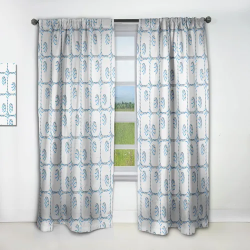 Vista 5 de DesignQ Cortinas opacas con patrón 3D blanco y azul III para dormitorio, cortinas para sala de estar, cortinas con aislamiento térmico, panel
