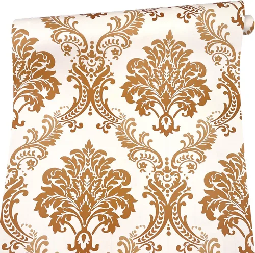 Vista 2 de Yifely Diseño de damasco de lujo autoadhesivo estante cajón forro PVC encimera papel 17.7x118.1 in
