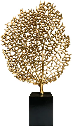 Vista 7 de Decozen Escultura de coral de resina para decoración del hogar, acabado dorado para consola de temporada, estante de mesa en habitación, dormitorio