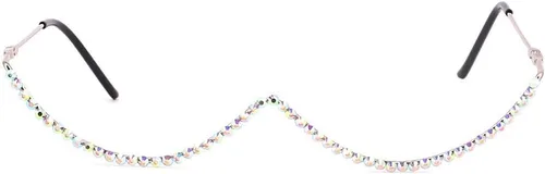 Vista 8 de Naimo Gafas de sol cristalinas brillantes de la mitad del marco de las gafas de sol del Rhinestone