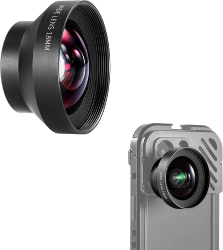 Vista 13 de NEEWER Lente gran angular HD de 18mm 100° para placa posterior de lente con rosca de 17mm, aumento de 0.5X Compatible con SmallRig NEEWER iPhone