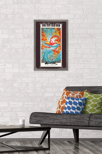 Vista 2 de Nickelodeon Avatar: The Last Airbender - Póster de pared, 22.4 pulgadas de largo x 14.7 pulgadas de ancho, versión enmarcada de madera de granero