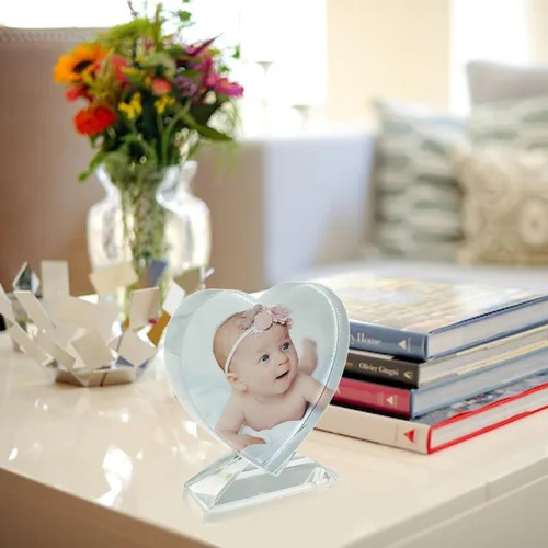 Vista 8 de Ismosm Paquete de dos placas de cristal para sublimación, marco de fotos, regalos de sublimación, decoración de mesa de cristal, espacios en blanco