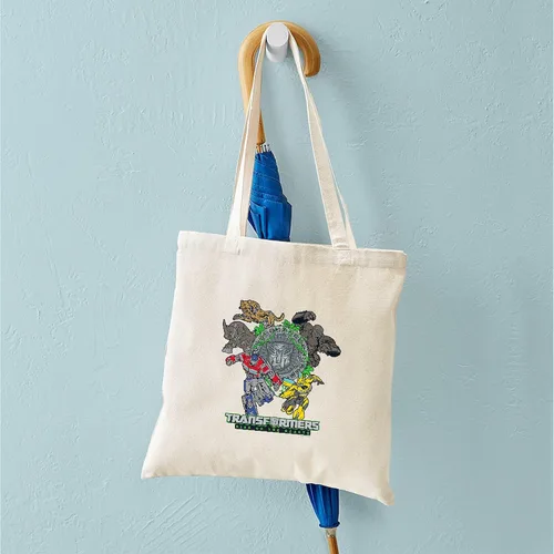 Vista 4 de CafePress Transformers 7 Heroes - Bolsa de compras reutilizable de lona beige natural