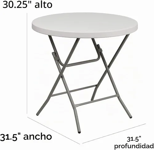 Vista 3 de Flash Furniture Kathryn - Mesa plegable redonda de plástico blanco granito de 2.63 pies