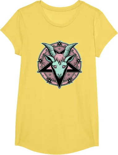 Vista 34 de Camiseta Kawaii Paste Creepy Goat Pentacle, Negro