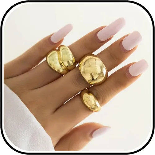 Vista 8 de Anillos Apilables de Oro para Mujeres Rellenos de Medias Navideñas para Adolescentes Conjunto de Anillos de Hoja de Perla Circonita Cúbica Corazón A