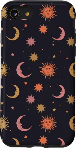 Vista 18 de Funda para iPhone 16 Whimsigoth Aesthetic Hippie Celestial Vintage Half Moon Sun
