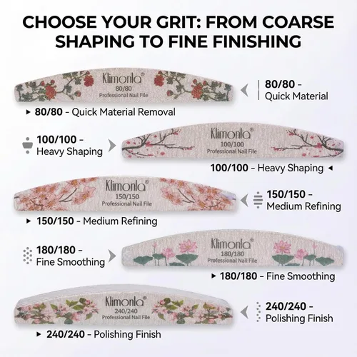 Vista 6 de 25 unidades de limas de uñas profesionales florales 80/100/150/180/240 grano, tablas de esmeril para uñas de gel y acrílicas, tablas de esmeril