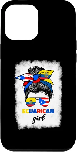 Vista 26 de Funda para iPhone 16, mitad ecuatoriana y puertorriqueña Rico Ecuador Flag Girl Mix