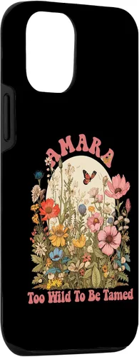 Vista 3 de iPhone 14 AMARA Name Cute Retro Girls Wildflower AMARA Name Case