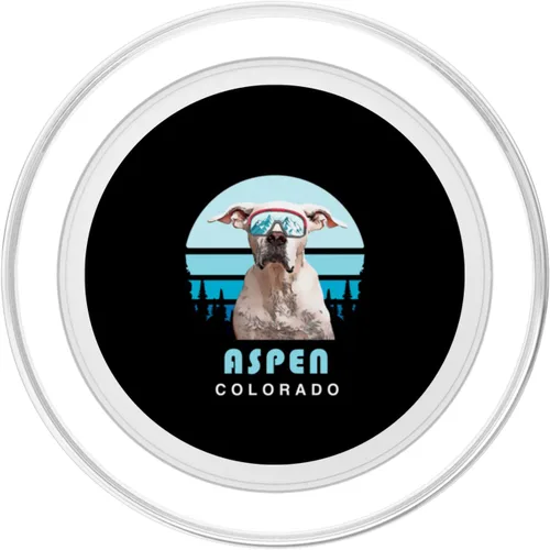 Vista 2 de Dogo Argentino Winter Ski Aspen Colorado Dog Lover PopSockets MagSafe PopGrip for iPhone