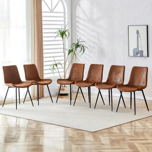 Vista 14 de gopop Juego de 4 sillas de comedor, modernas sillas de comedor de cocina, sillas laterales tapizadas para comedor en piel sintética, respaldos