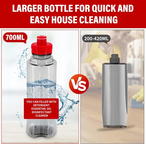 Vista 4 de Trapeador de microfibra para limpieza de suelos con 3 almohadillas lavables 700ML refillable bottle, 360° swivel head, scrubber included, wet/dry