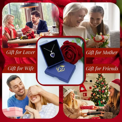 Vista 7 de GZWHD Collares con dije de corazón para mujeres y niñas, con circonita cúbica, regalo de San Valentín, día de la madre, Navidad, aniversario, regalo