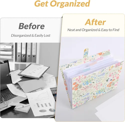 Vista 2 de SKYDUE Carpeta de archivos expandible con 5 bolsillos, organizador de archivos de acordeón, organizador portátil de documentos de papel de recibo