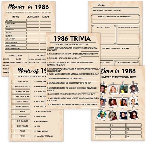 Vista 12 de QUPT Juegos de Fiesta de 30 Cumpleaños, Conjunto de 2 Actividades para 15 Invitados, Paquete de Juegos Nacidos en 1996, Suministros de Fiesta
