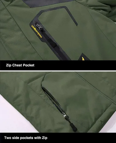 Vista 5 de MAGCOMSEN - Chaqueta de invierno para hombre, impermeable, abrigada, con forro polar y múltiples bolsillos