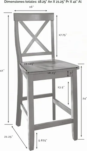 Vista 3 de Crosley Furniture - Taburetes de madera con respaldo en X, juego de 2, 24 pulgadas